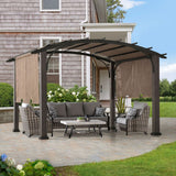 Sunjoy Metal Pergola with Retractable Canopy and Curved Roof, 10x12 - Natural Cedar Finish, view 2