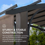 Sunjoy Metal Pergola with Retractable Canopy and Curved Roof, 10x12 - Natural Cedar Finish, view 5