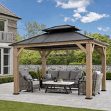 Sunjoy Double-Tier Cedar Gazebo 10x12 - Weathered Cedar, view 2