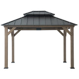 Sunjoy Double-Tier Cedar Gazebo 10x12 - Weathered Cedar, view 3