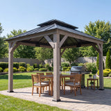 Sunjoy Double-Tier Cedar Gazebo 10x12 - Driftwood Cedar, view 2