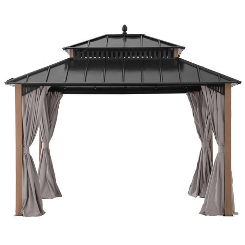 Sunjoy Kingston Aluminum Gazebo - Natural Woodgrain, 12x10