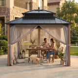 Sunjoy Kingston Aluminum Gazebo - Natural Woodgrain, 12x10, view 5