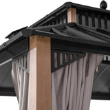 Sunjoy Kingston Aluminum Gazebo - Natural Woodgrain, 12x10, view 6