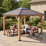 Sunjoy Wooden Gazebo with Metal Roof and Skylight, 11x11, view 2