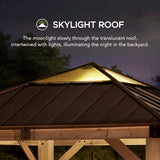 Sunjoy Wooden Gazebo with Metal Roof and Skylight, 11x11, view 3
