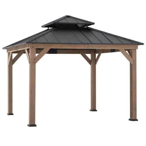 Sunjoy Classic Wooden Hardtop Gazebo 11x11 - Weathered Cedar