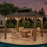 Sunjoy Classic Wooden Hardtop Gazebo 11x11 - Weathered Cedar, view 2