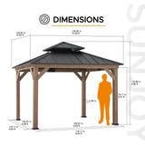 Sunjoy Classic Wooden Hardtop Gazebo 11x11 - Weathered Cedar, view 3
