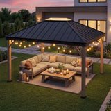 Sunjoy Cedarville Steel Hardtop Gazebo with Skylight, 11x13, view 2