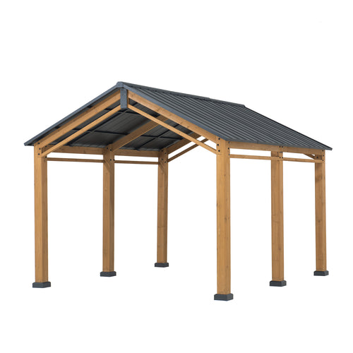 Sunjoy Timberland Compact Wood Carport, 11x13
