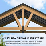 Sunjoy Wooden Frame Gable Roof Gazebo with Ceiling Hook, 11x13 - Black, view 6