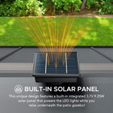 Sunjoy Wooden Gazebo with Solar Panel, LED Lights and Ceiling Hook, 11x13 - Weathered Cedar, view 4