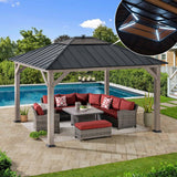 Sunjoy Smart Solar Wooden Gazebo Integrated LED 11x13 - Driftwood Cedar, view 2