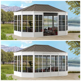 Sunjoy Cape Blue Hardtop Screenhouse, 12x16 - White/Tan, view 3