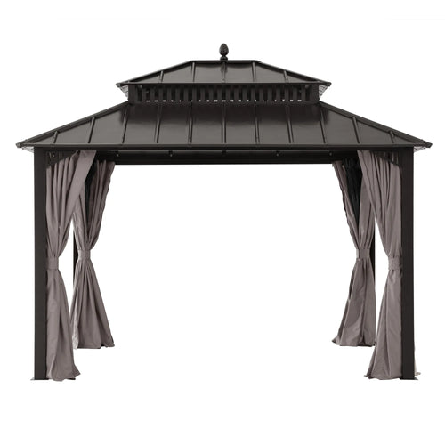 Sunjoy Kingston Aluminum Gazebo - Espresso Brown, 12x10