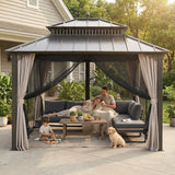 Sunjoy Kingston Aluminum Gazebo - Espresso Brown, 12x10, view 6