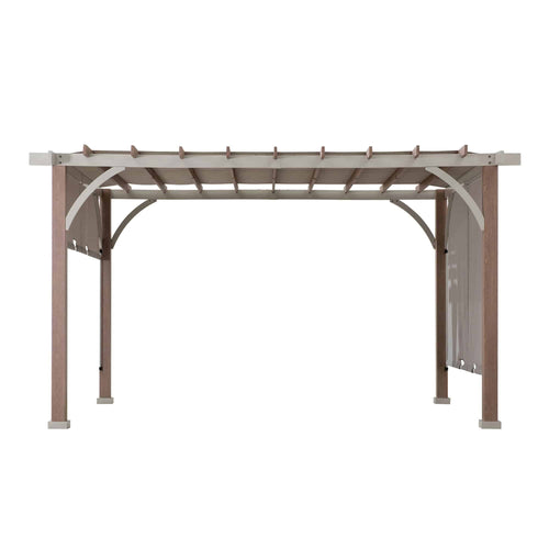 Sunjoy Palladio Wood-Grain Metal Pergola with Adjustable Canopy, 12x14