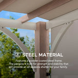 Sunjoy Palladio Wood-Grain Metal Pergola with Adjustable Canopy, 12x14, view 6