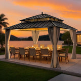 Sunjoy Kingston Aluminum Gazebo - Natural Woodgrain, 12x14, view 2