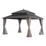 Sunjoy Kingston Aluminum Gazebo - Natural Woodgrain, 12x14, view 4