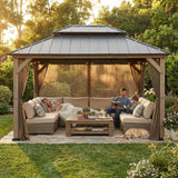 Sunjoy Cedar Wood Gazebo with Galvanized Steel Roof & Mosquito Netting, 12x16, view 2
