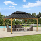 Sunjoy Hampton Double-Roof Cedar Gazebo, 12x16, view 2