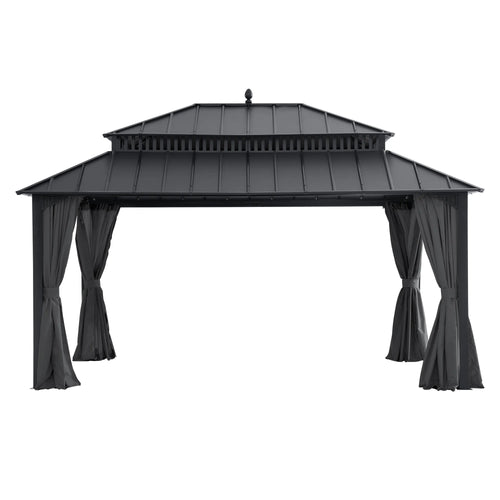 Sunjoy Kingston Aluminum Gazebo - Slate Gray, 12x16
