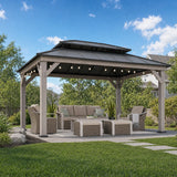 Sunjoy Premium Double-Tier Cedar Gazebo 12x16 - Driftwood Cedar, view 2