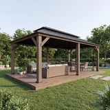 Sunjoy Patio Wooden Gazebo with Ceiling Hooks, 12x20 - Weathered Cedar, view 2