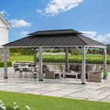 Sunjoy Patio Wooden Gazebo with Ceiling Hooks, 12x20 - Standard Driftwood Cedar, view 2