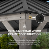 Sunjoy Patio Wooden Gazebo with Ceiling Hooks, 12x20 - Standard Driftwood Cedar, view 4