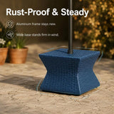 Sunjoy Wicker & Aluminum Small Patio Umbrella Table 16'' - Navy, view 3