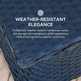 Sunjoy Wicker & Aluminum Small Patio Umbrella Table 16'' - Navy, view 4