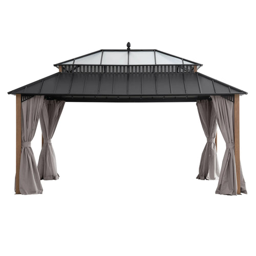 Sunjoy Kingston Horizon PC-Vent Gazebo - Natural Woodgrain, 12x16