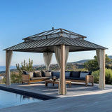 Sunjoy Kingston Horizon PC-Vent Gazebo - Natural Woodgrain, 12x16, view 2
