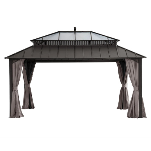 Sunjoy Kingston Horizon PC-Vent Gazebo - Brown, 12x16