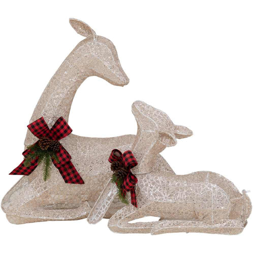 Sunjoy 2-Piece Christmas Lighted Lying Deer with LED Lights 30''