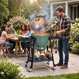 Sunjoy Pinnacle Egg-Shaped Charcoal Grill & Smoker 20" - Forest Green, view 2