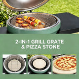 Sunjoy Pinnacle Egg-Shaped Charcoal Grill & Smoker 20" - Forest Green, view 4