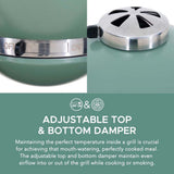 Sunjoy Pinnacle Egg-Shaped Charcoal Grill & Smoker 20" - Forest Green, view 6
