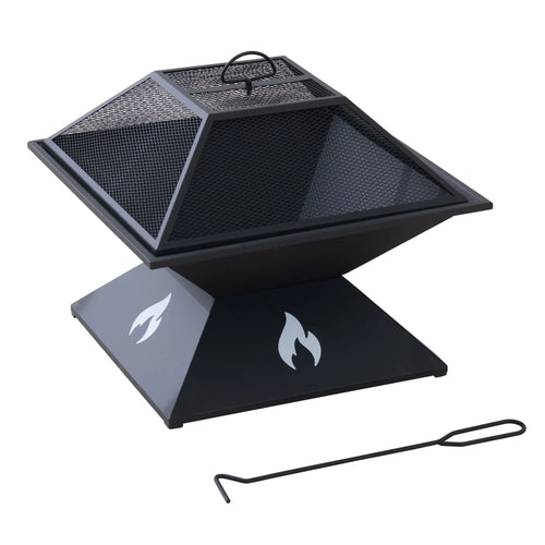 Sunjoy Sawgrass Compact Square Steel Fire Pit 20" Geometric Base