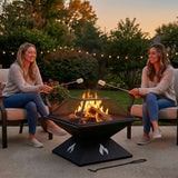 Sunjoy Sawgrass Compact Square Steel Fire Pit 20" Geometric Base, view 2