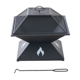 Sunjoy Sawgrass Compact Square Steel Fire Pit 20" Geometric Base, view 3