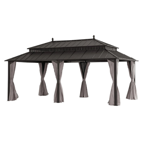 Sunjoy Kingston Aluminum Gazebo - Espresso Brown, 12x20