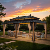 Sunjoy Kingston Aluminum Gazebo - Natural Woodgrain, 12x20, view 2