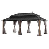 Sunjoy Kingston Aluminum Gazebo - Natural Woodgrain, 12x20, view 4