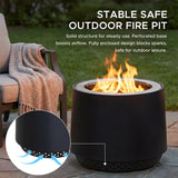 Sunjoy Argyle Cylindrical Extra Tall Smokeless Fire Pit 21'' - Black, view 3