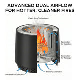Sunjoy Argyle Cylindrical Extra Tall Smokeless Fire Pit 21'' - Black, view 5