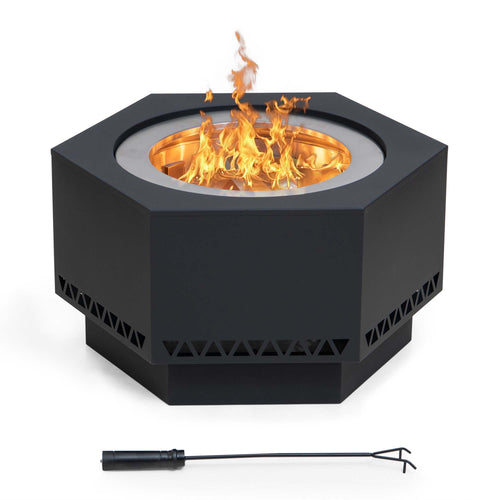 Sunjoy Vulcan Extra Tall Hexagon Smokeless Fire Pit 28" - Delta Pattern